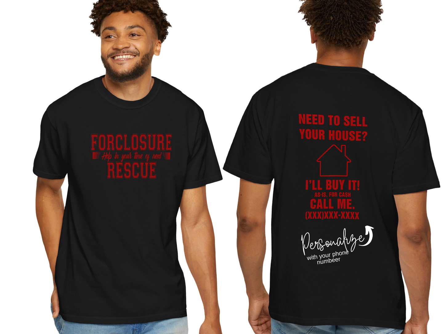 Foreclosure Rescue Help in Your time of Need Real Estate Investor Unisex Garment-Dyed T-shirt