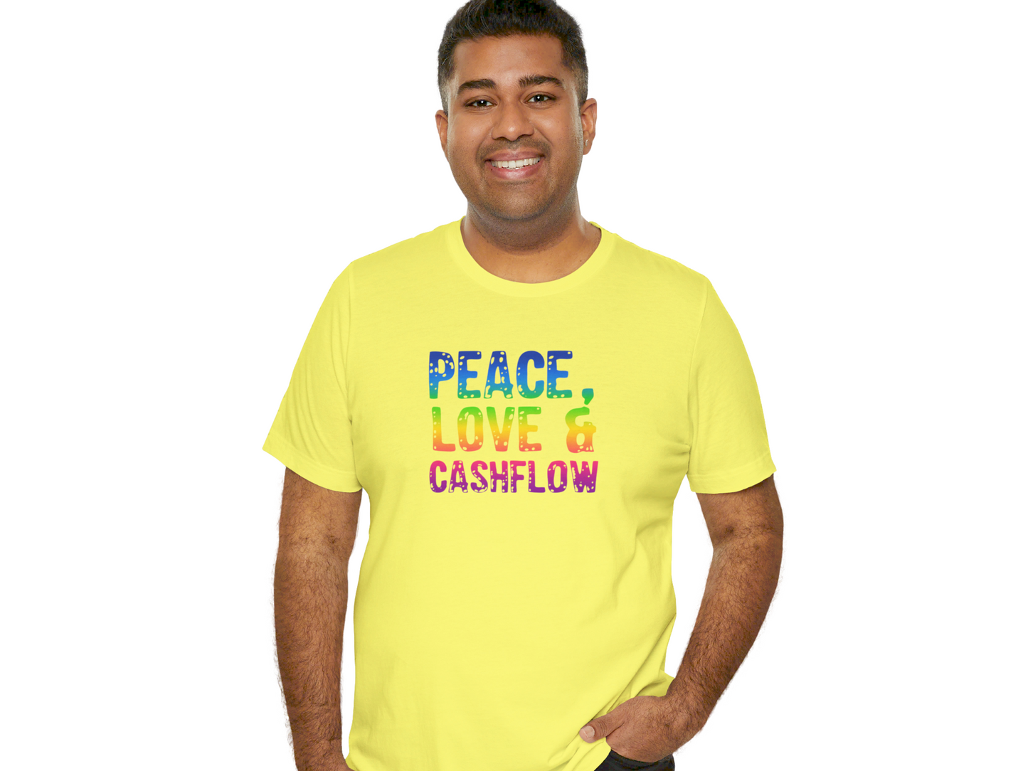 Cute Peace, Love & Cashflow Unisex Jersey Short Sleeve Tee for Real Estate Investors