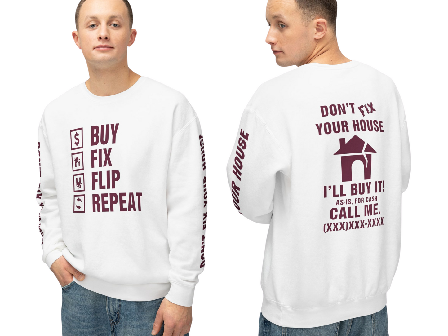 Buy Fix Flip Repeat Unisex Lightweight Crewneck Sweatshirt