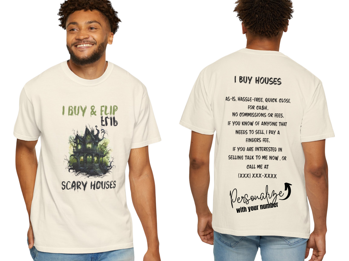 I Buy and Flip Scary Houses Unisex Halloween and Fall T-shirt for Real Estate Investors, Flippers, Real Estate Professionals