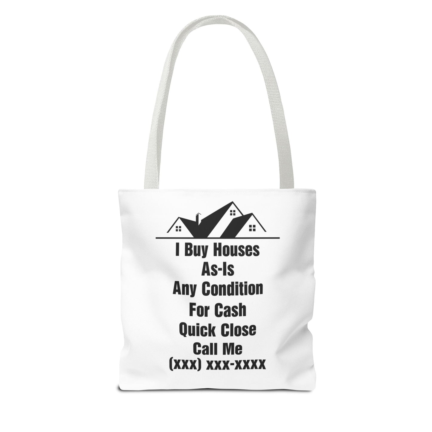 Warning I'm Known to Spontaneously Talk About Real Estate Investing Real Estate Investor Two-Sided White Tote Bag with Custom Phone Number