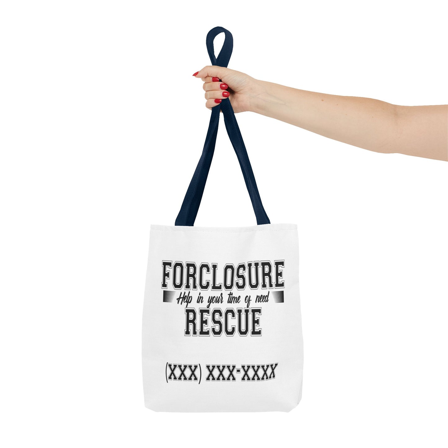 Foreclosure Rescue Real Estate Investor Two-Sided White Tote Bag with Custom Phone Number