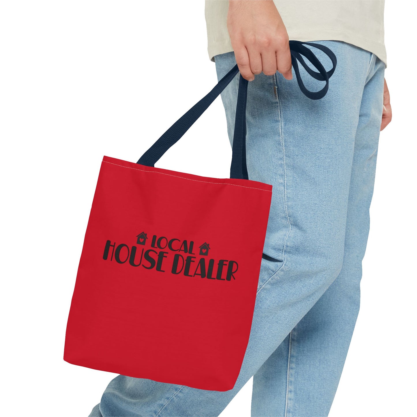 Local House Dealer Real Estate Investor Two-Sided Red Tote Bag with Custom Phone Number