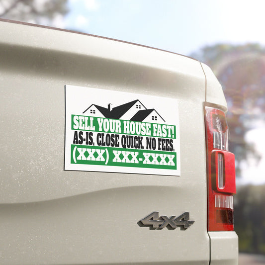 Sell Your House Fast Real Estate Investor and Wholesaler Green and Black Car Magnets for Hot Leads