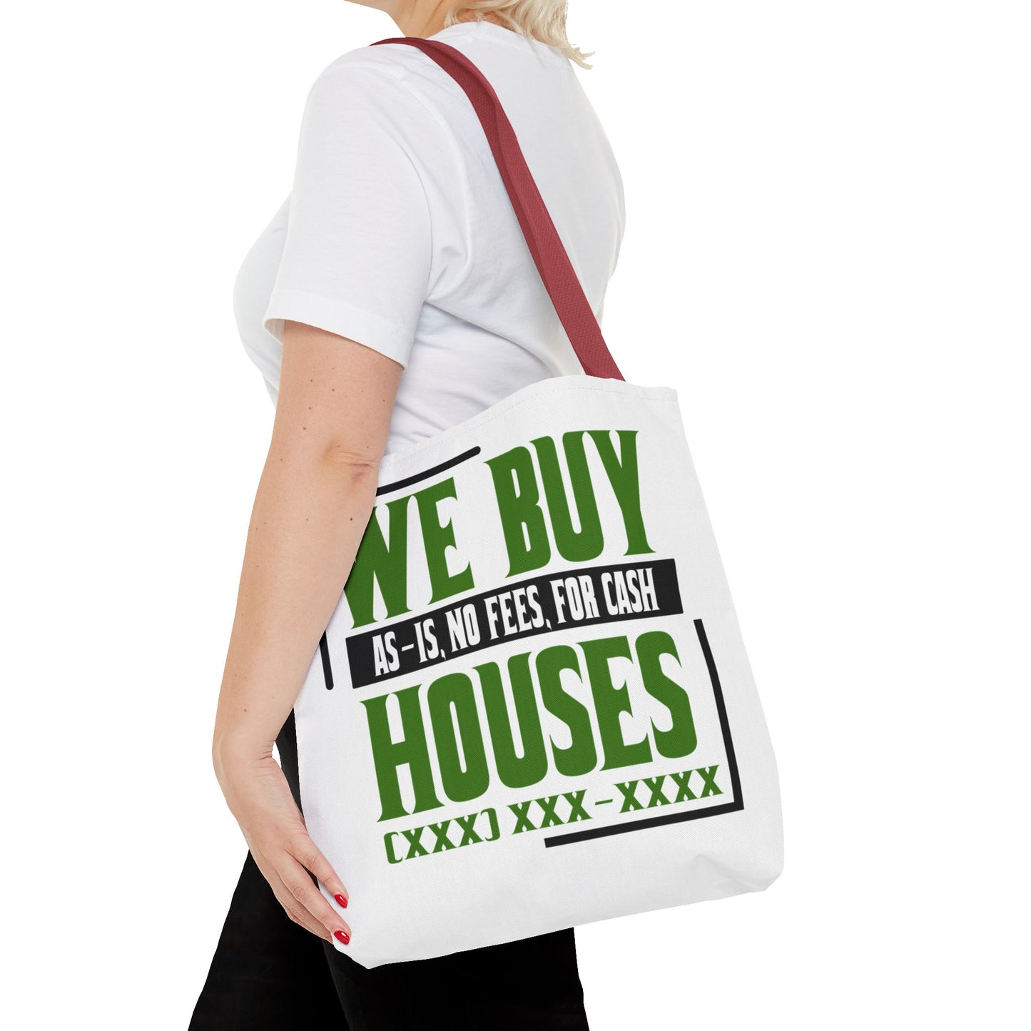 We Buy Houses As-Is, No Fees, For Cash Customized Tote Bag for Real Estate Investors