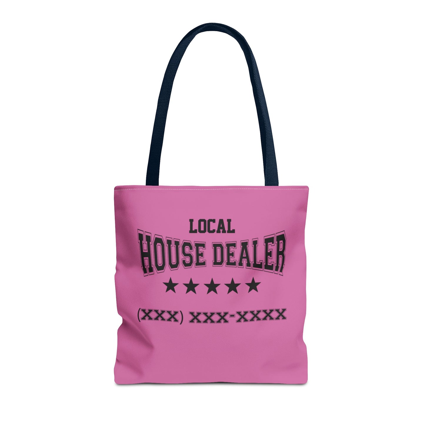 Local Five Star House Dealer Real Estate Investor Two-Sided Pink Tote Bag with Custom Phone Number