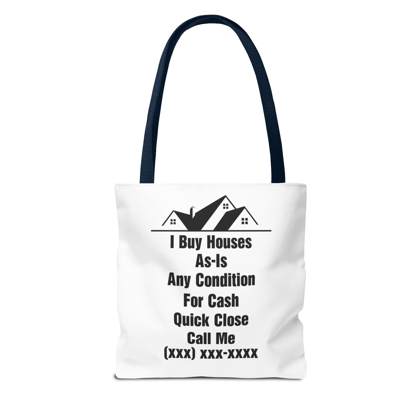 Warning I'm Known to Spontaneously Talk About Real Estate Investing Real Estate Investor Two-Sided White Tote Bag with Custom Phone Number