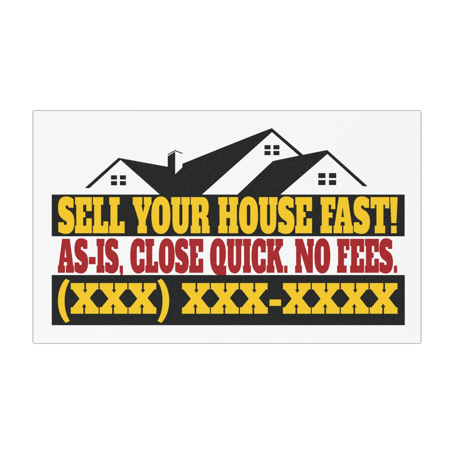 Sell Your House Fast Real Estate Investor and Wholesaler Red and Yellow Car Magnets for Hot Leads