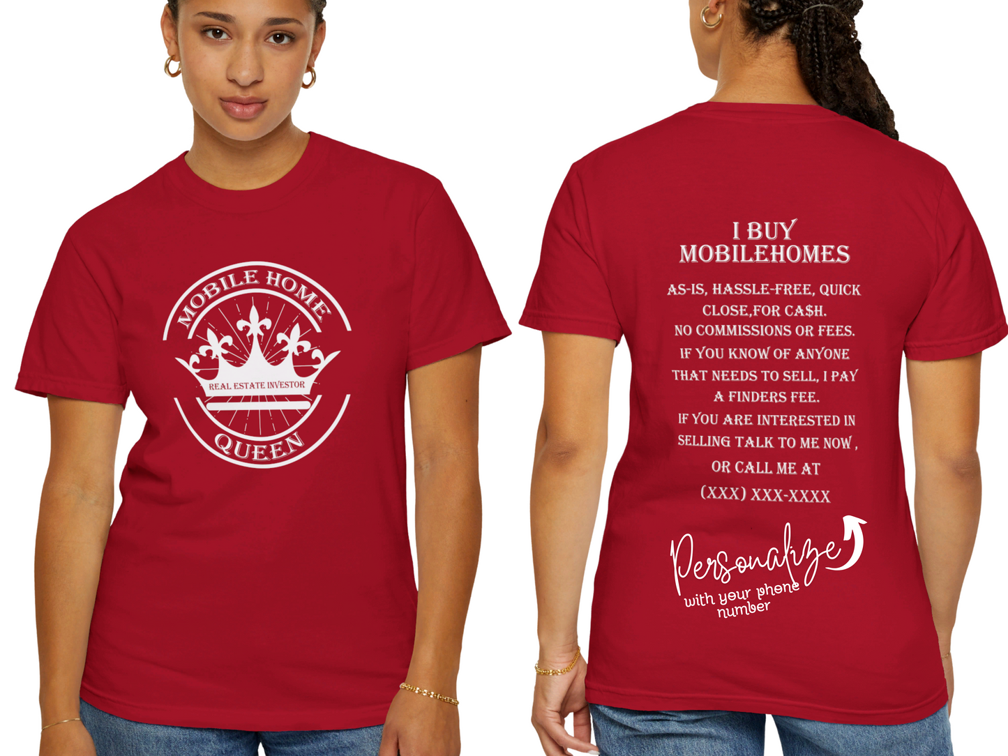 Mobile Home Queen Real Estate Investor Unisex Garment-Dyed T-shirt for Flippers and Wholesalers