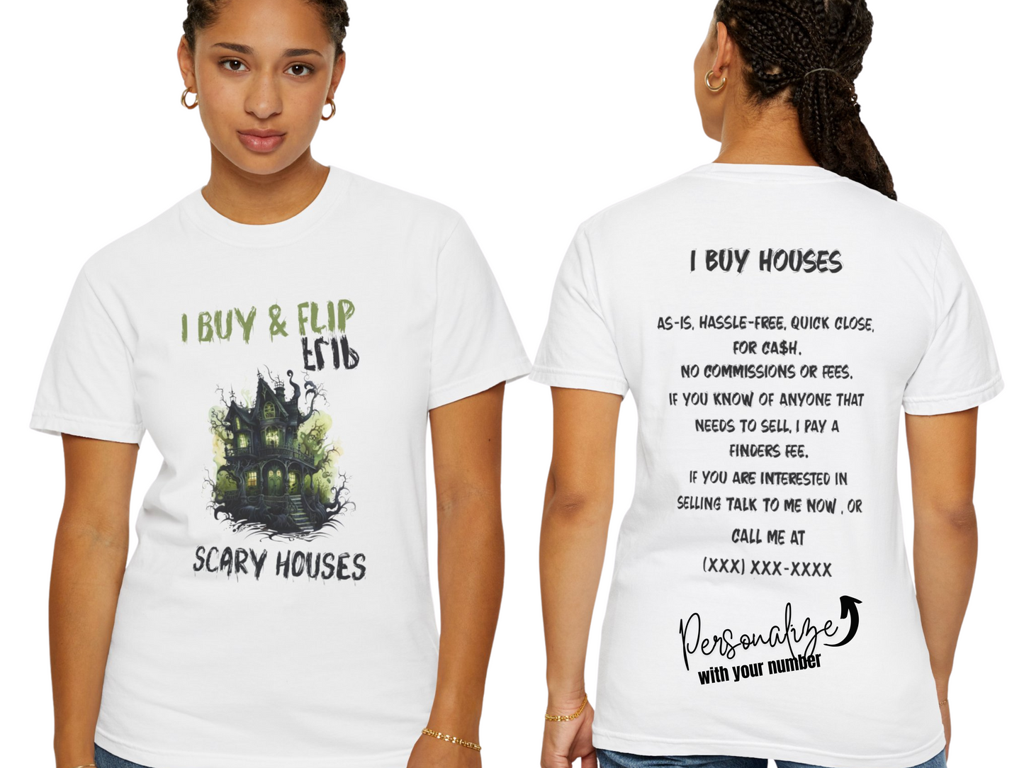 I Buy and Flip Scary Houses Unisex Halloween and Fall T-shirt for Real Estate Investors, Flippers, Real Estate Professionals