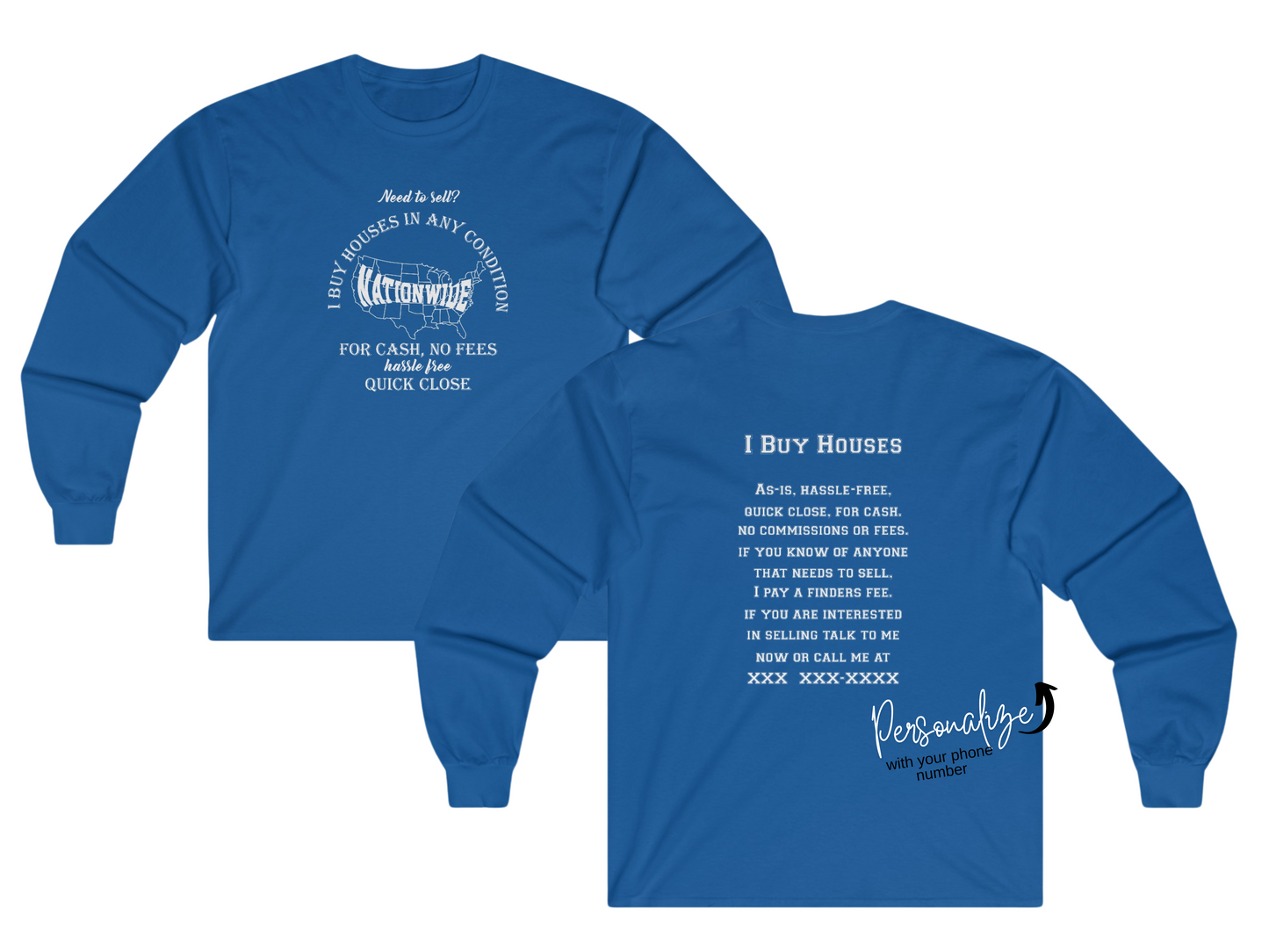 I Buy Houses Nationwide Real Estate Investor Unisex Ultra Cotton Long Sleeve Tee for Wholesalers