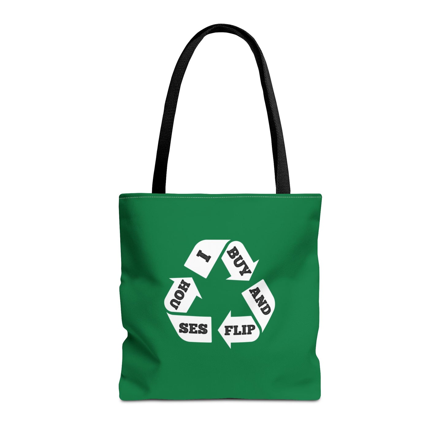 I Buy and Flip Houses to Buy Real Estate Investor Two-Sided Dark Green Tote Bag with Custom Phone Number