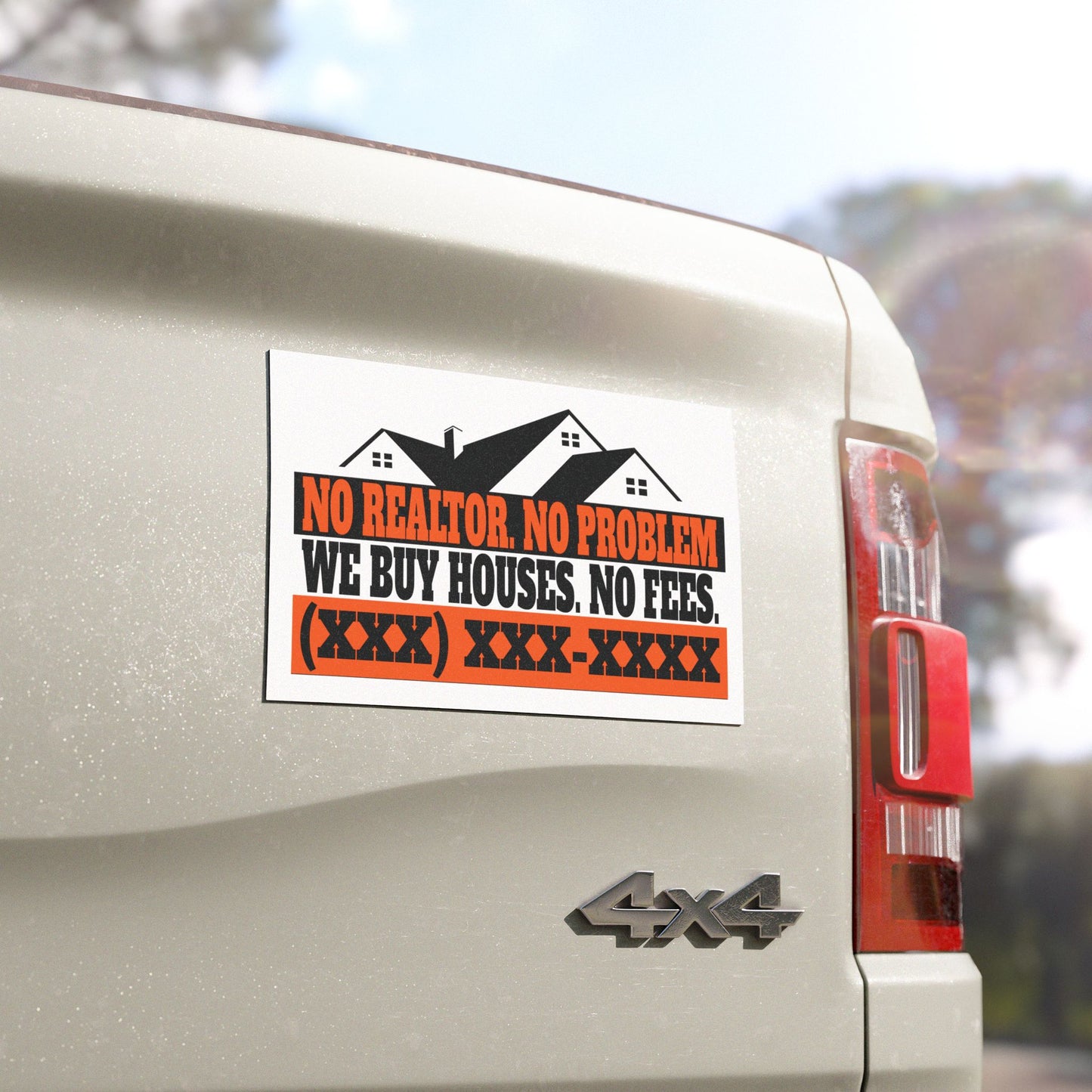 No Realtor. No Problem. Real Estate Investor and Wholesaler Orange and Black Car Magnets for Hot Leads