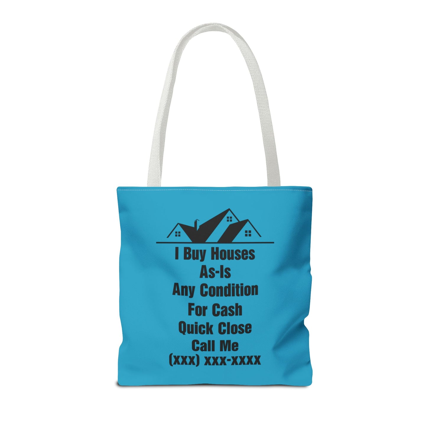 I'm Your Home Girl Real Estate Investor Two-Sided Aquamarine Blue Tote Bag with Custom Phone Number