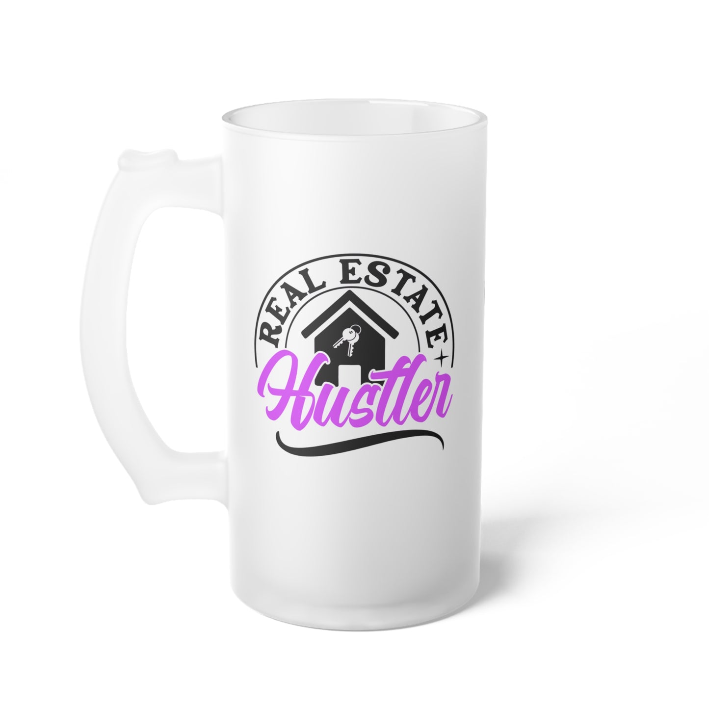 Real Estate Hustler Frosted Glass Mug Real Estate Investor, House Flipper, Gift of Appreciation