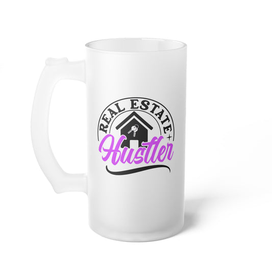 Real Estate Hustler Frosted Glass Mug Real Estate Investor, House Flipper, Gift of Appreciation