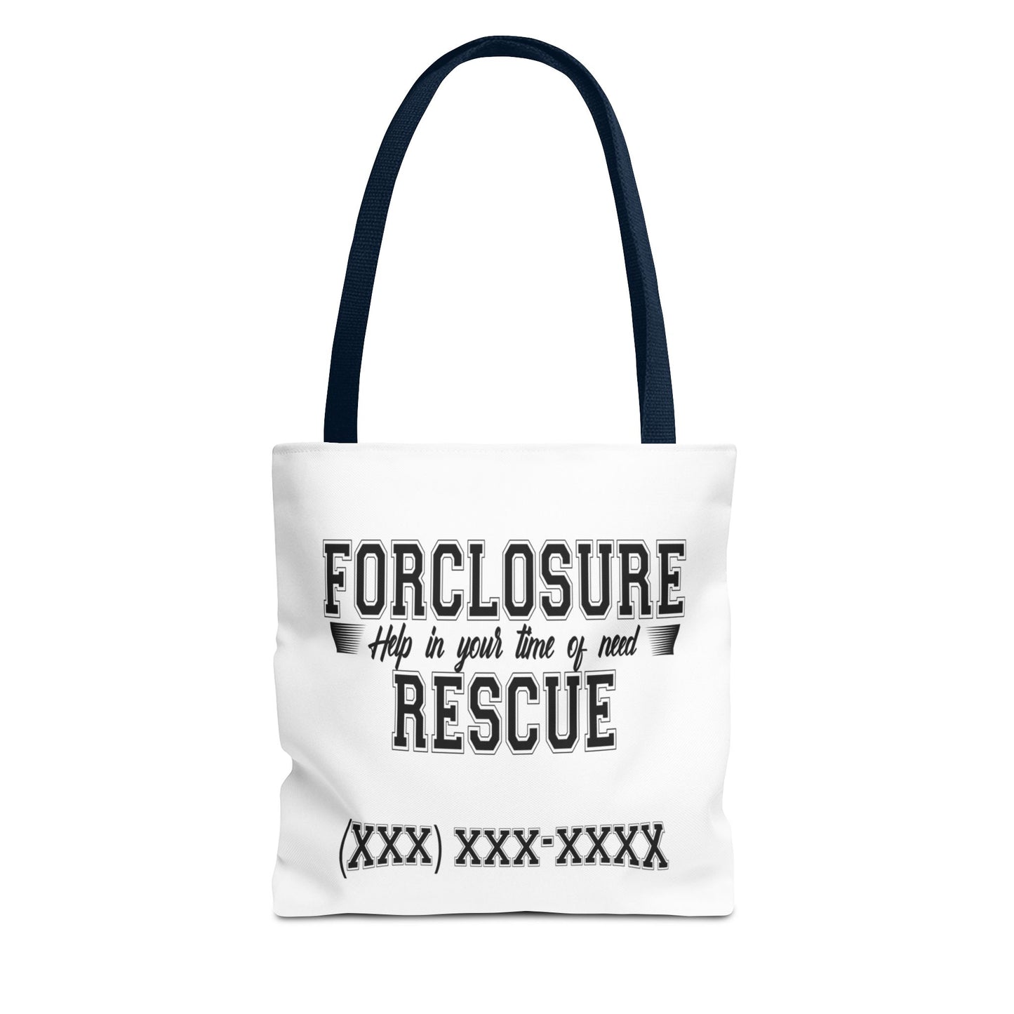 Foreclosure Rescue Real Estate Investor Two-Sided White Tote Bag with Custom Phone Number