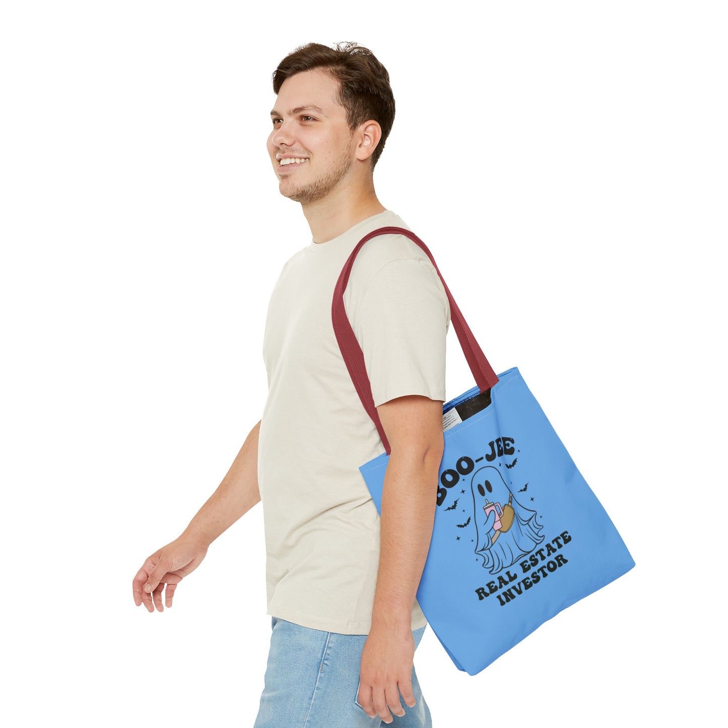 Boo_Jee Real Estate Investor Halloween Two-Sided Blue Tote Bag with Custom Phone Number