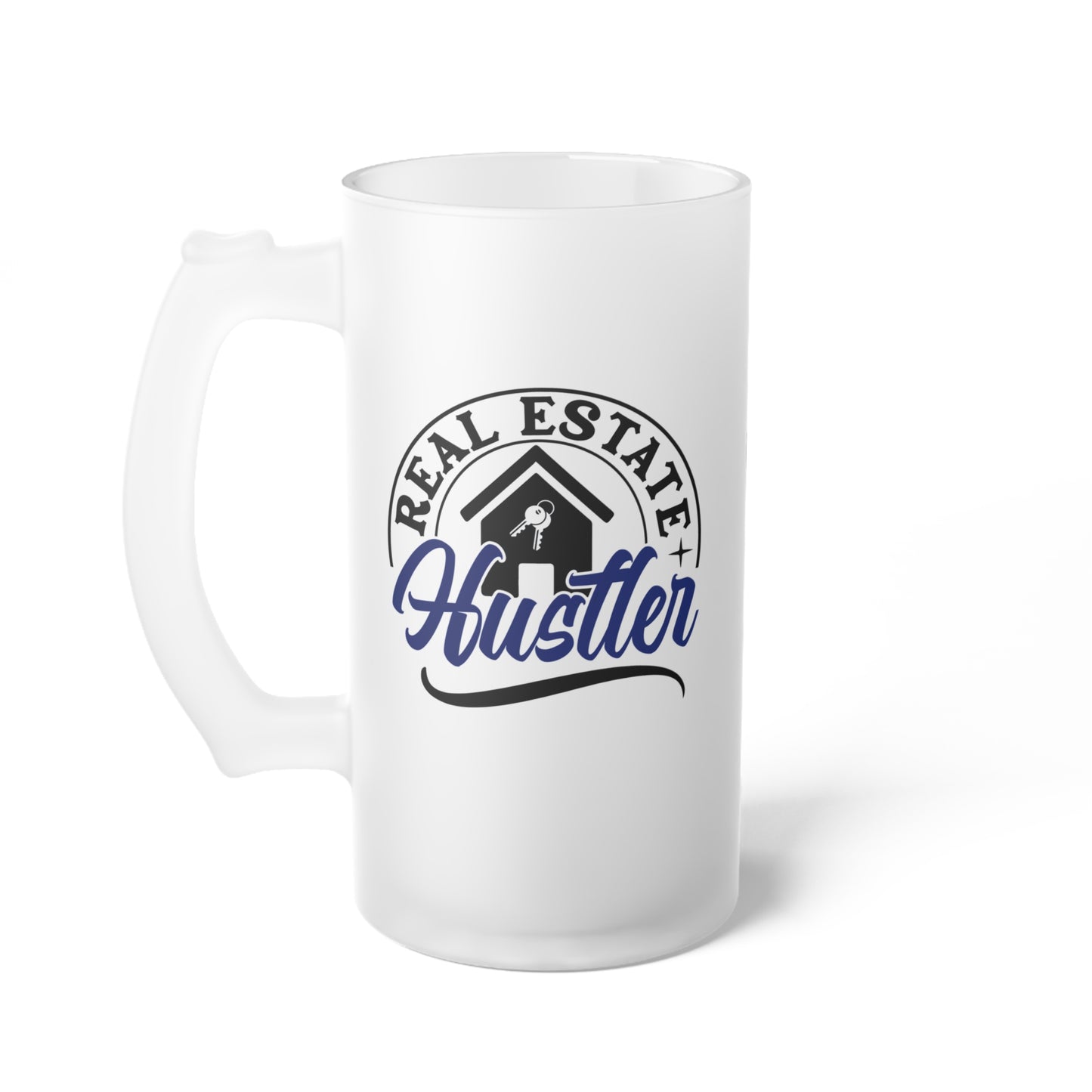 Real Estate Hustler Frosted Glass Mug Real Estate Investor, House Flipper, Gift of Appreciation