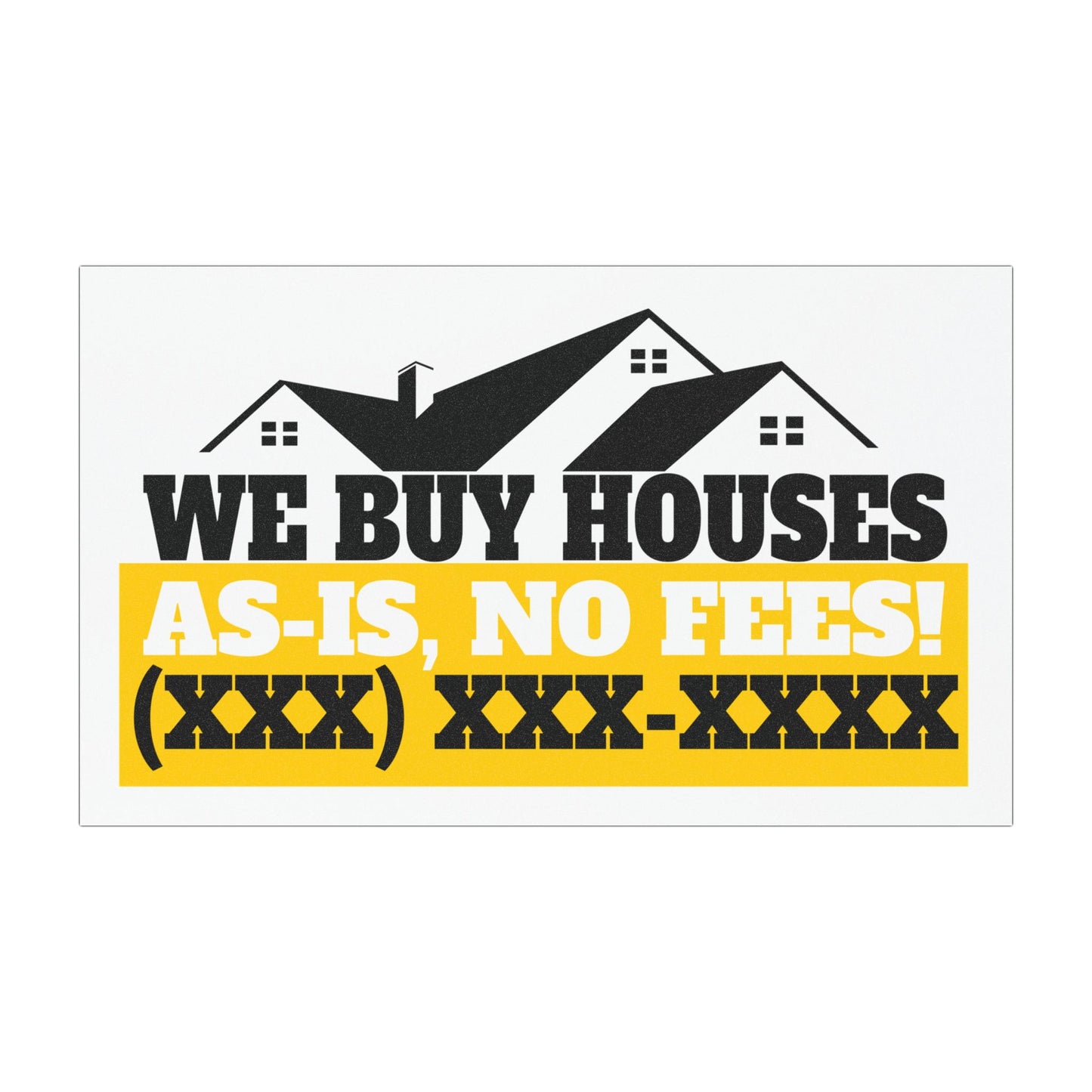 We Buy Houses As-Is, No Fees Real Estate Investor and Wholesaler Black and Yellow Car Magnets for Hot Leads