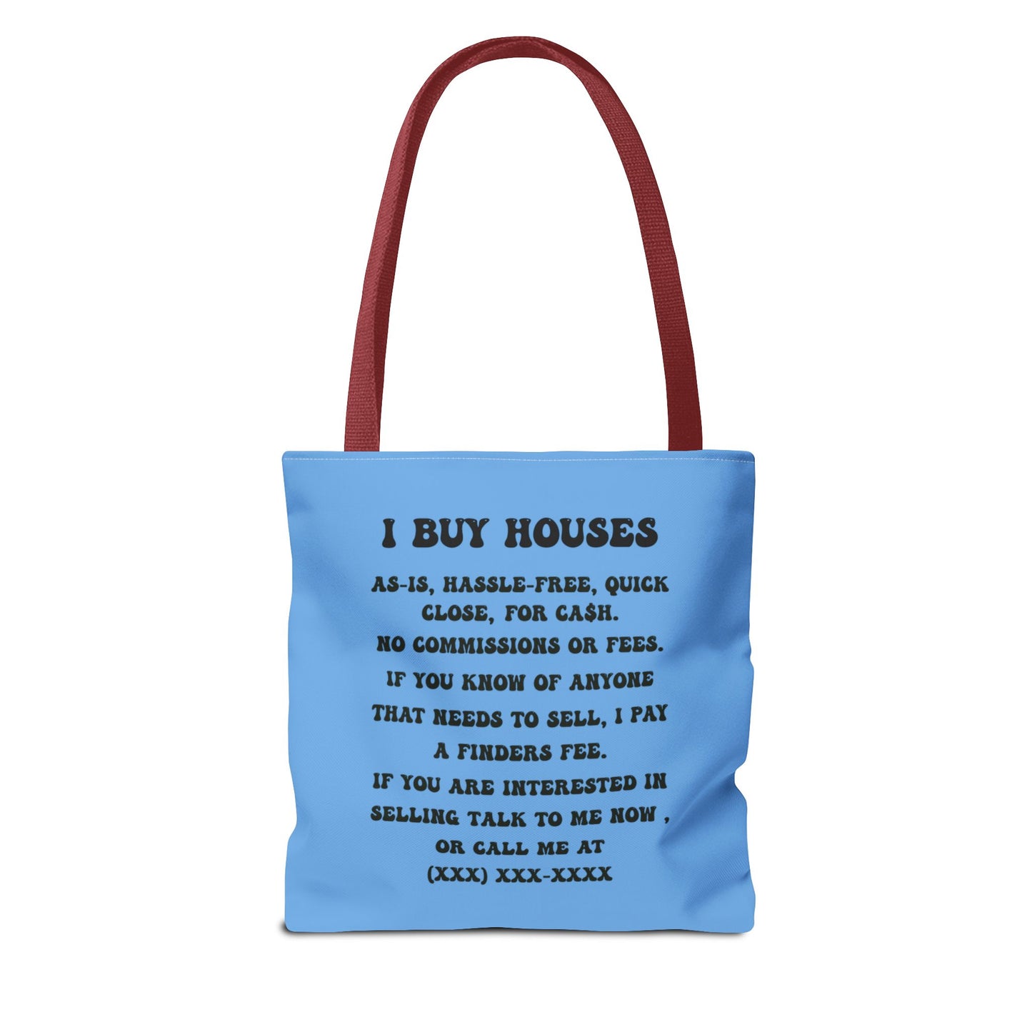 Boo_Jee Real Estate Investor Halloween Two-Sided Blue Tote Bag with Custom Phone Number