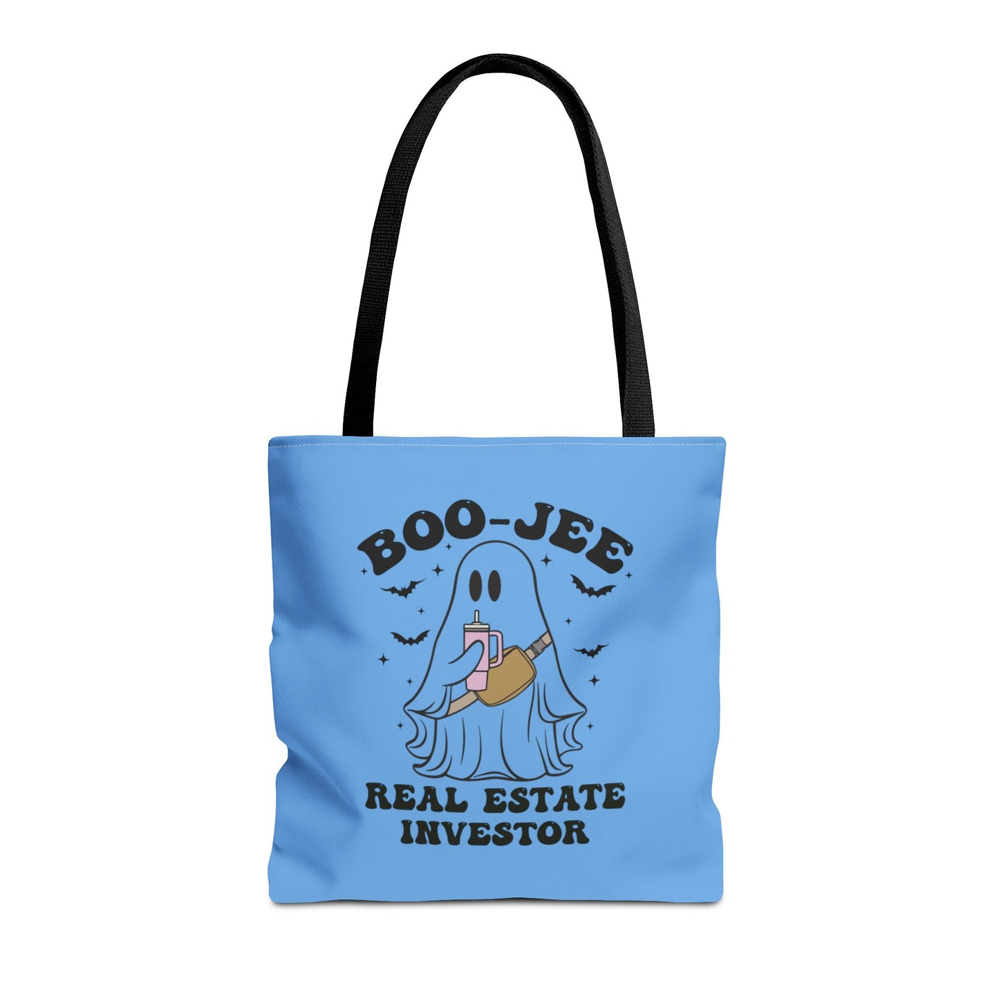 Boo_Jee Real Estate Investor Halloween Two-Sided Blue Tote Bag with Custom Phone Number