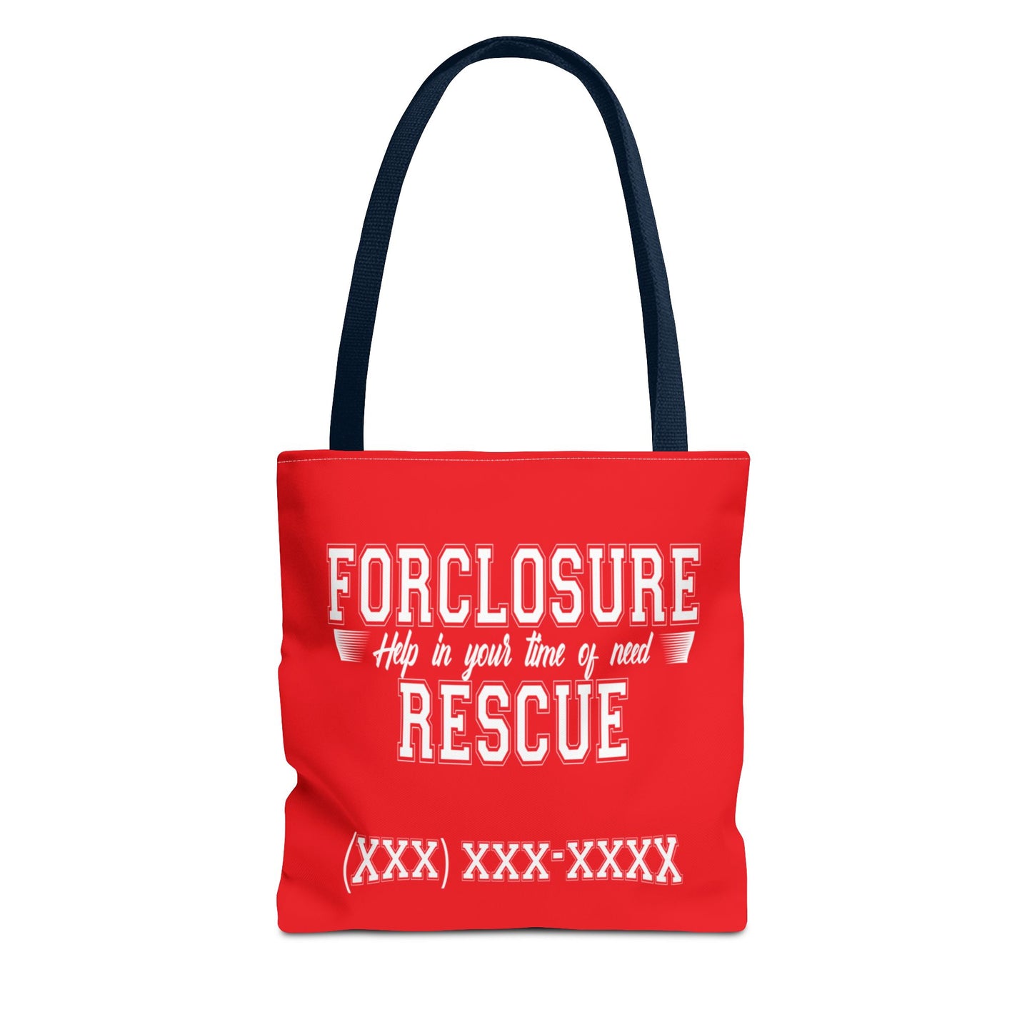 Foreclosure Rescue Real Estate Investor Two-Sided Red Tote Bag with Custom Phone Number