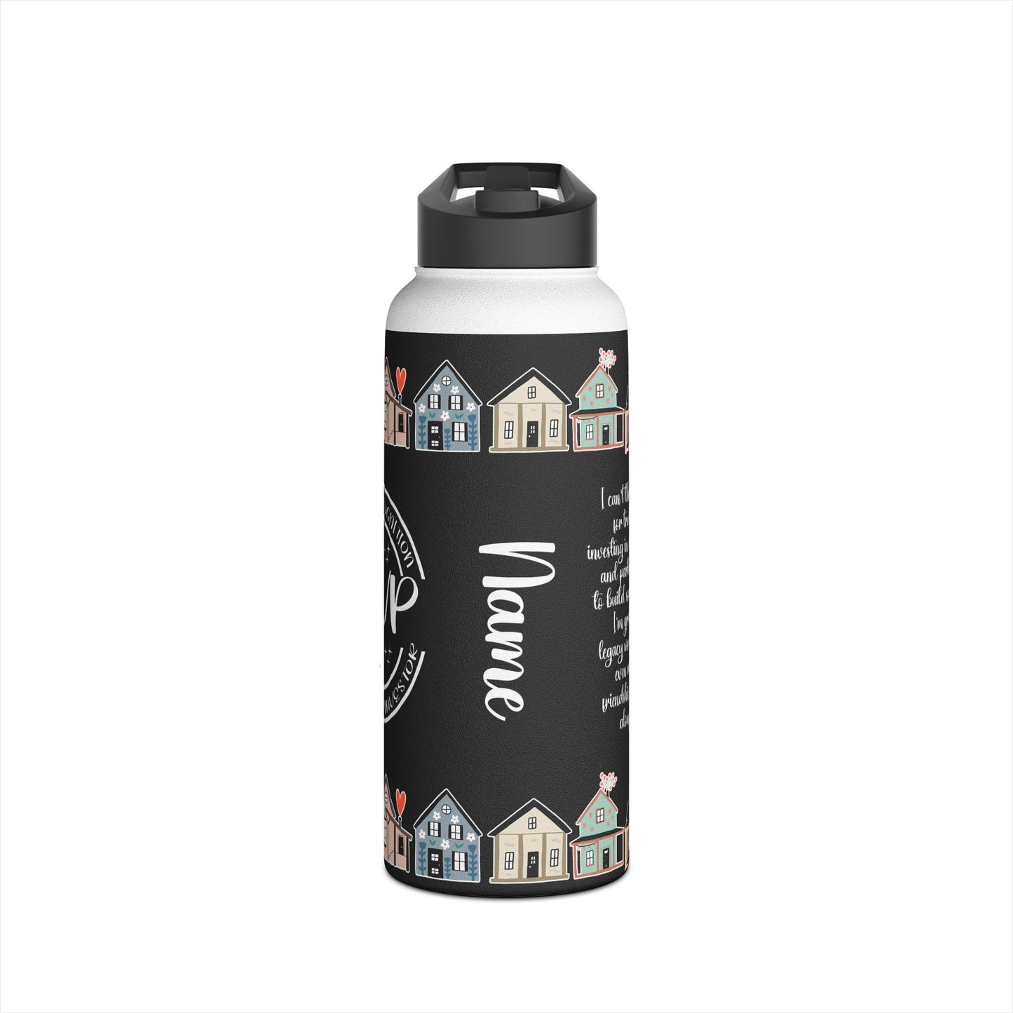 I can't Thank You Enough MVP Real Estate Investor Houses Stainless Steel Water Bottle, Standard Lid Thank You, Appreciation Gift for Private Money Lenders, Partners and Real Estate Investor Supporters