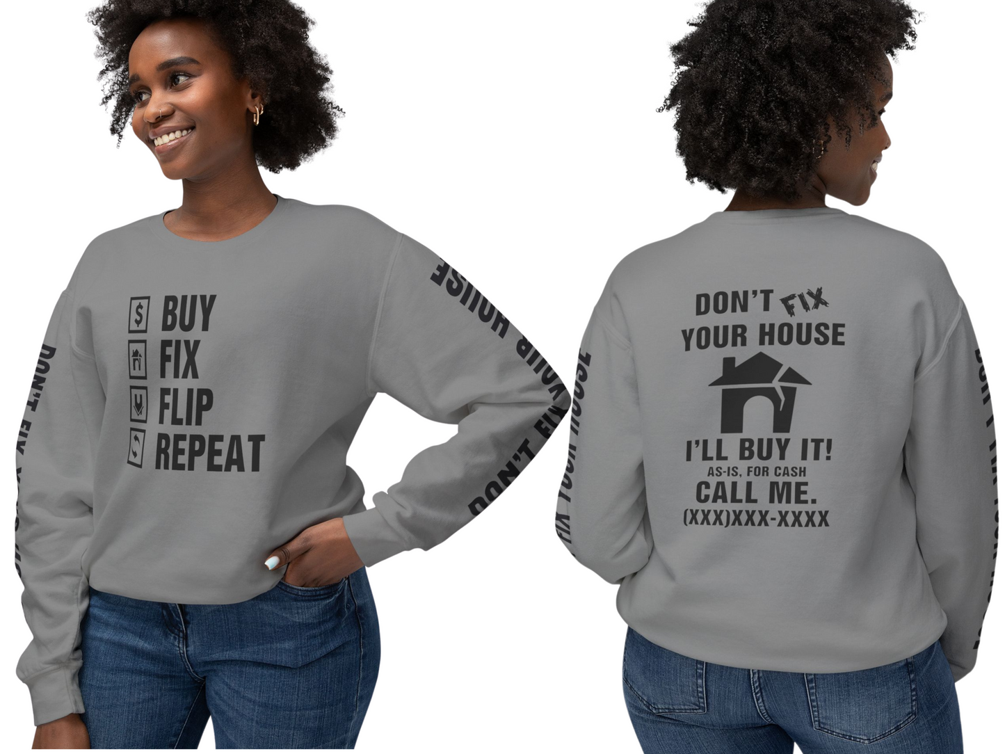 Buy Fix Flip Repeat Unisex Lightweight Crewneck Sweatshirt