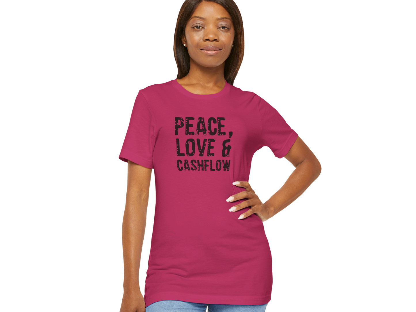 Cute Peace, Love & Cashflow Unisex Jersey Short Sleeve Tee for Real Estate Investors