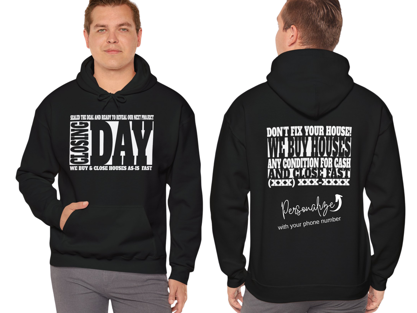 Closing Day Sealed the Deal and Ready to Reveal Our Next Project Unisex Heavy Blend™ Hooded Sweatshirt for Real Estate Investors, House Flippers and Wholesalers