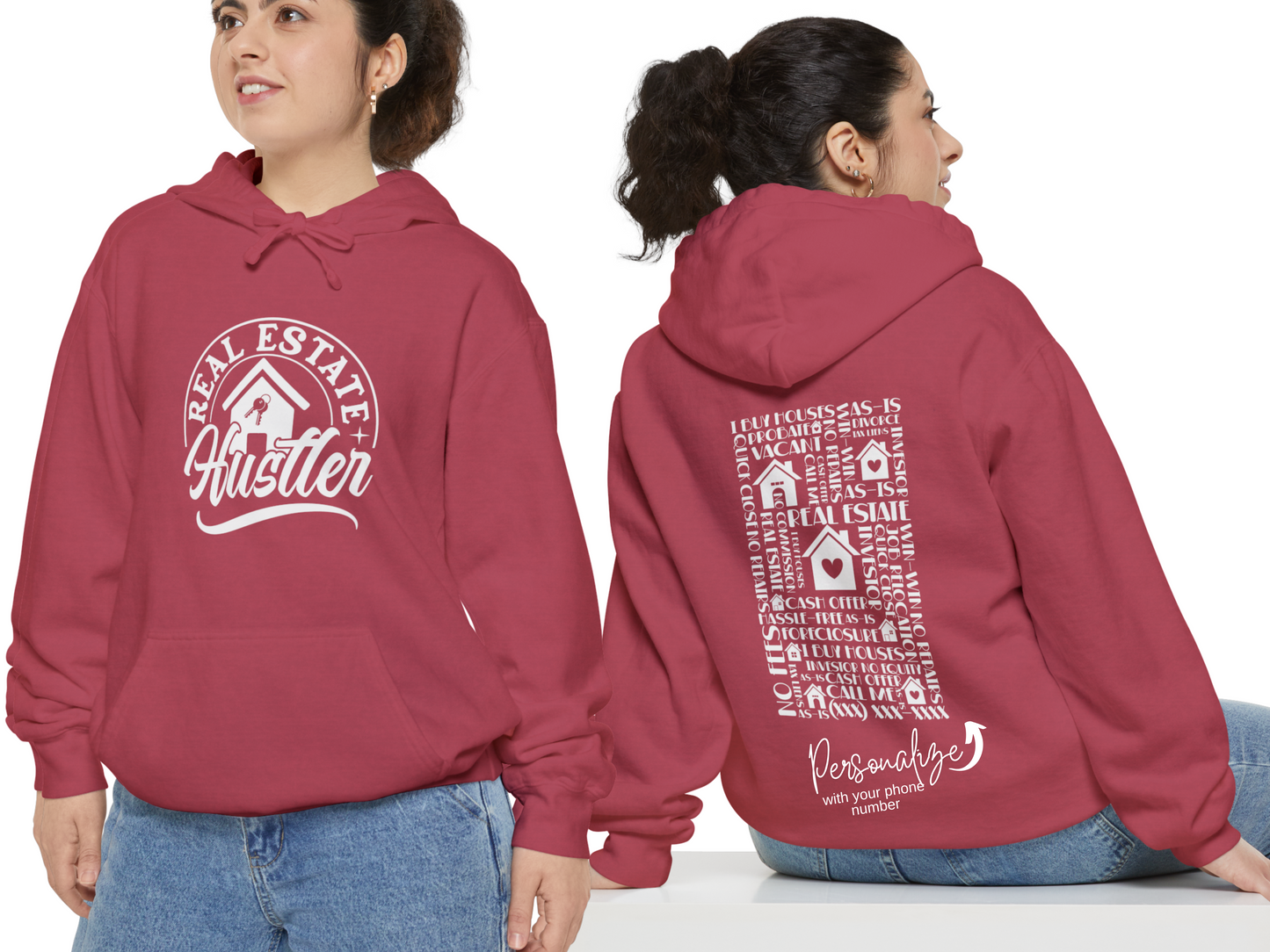 Real Estate Hustler Personalized Unisex Garment-Dyed Hoodie for Real Estate Investors