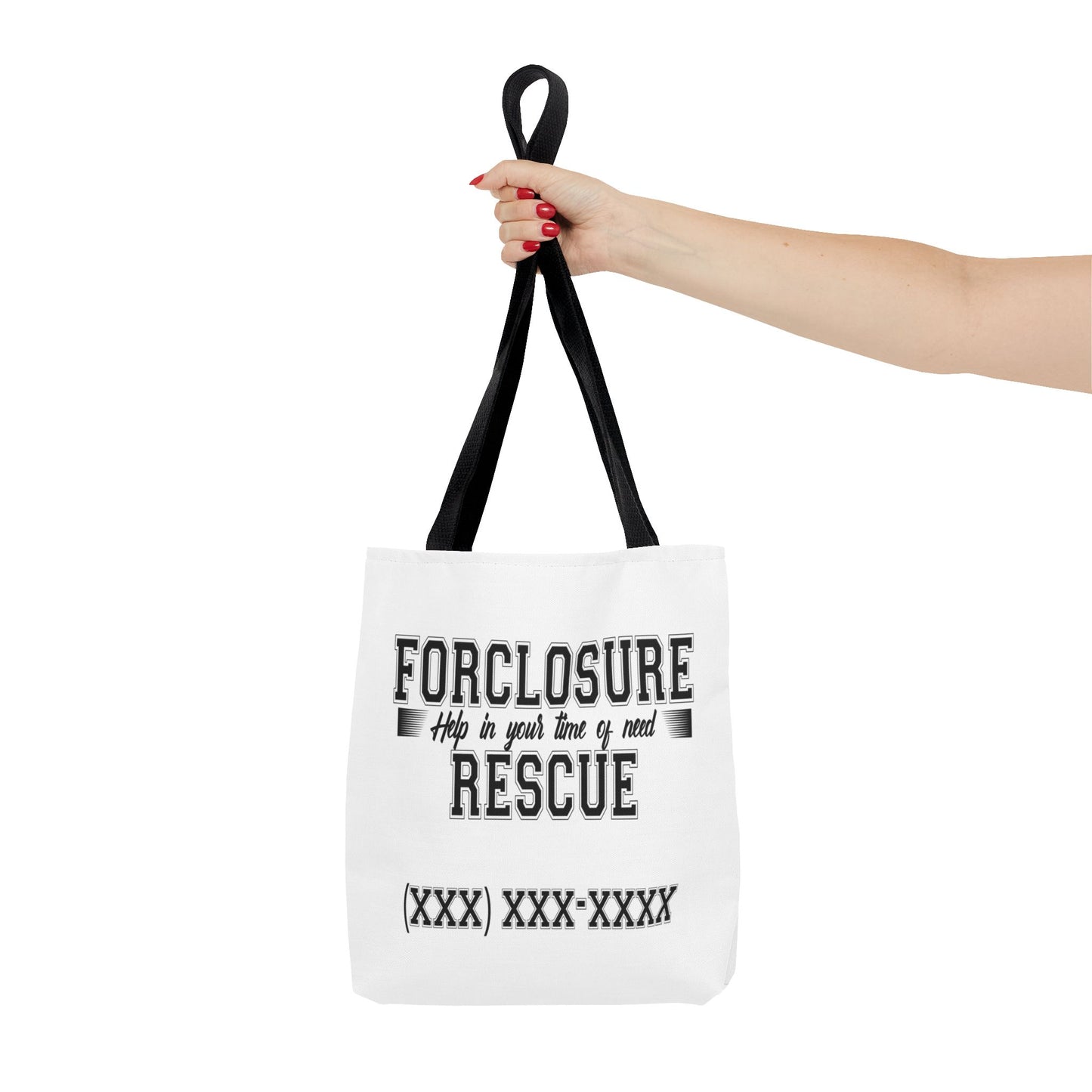 Foreclosure Rescue Real Estate Investor Two-Sided White Tote Bag with Custom Phone Number