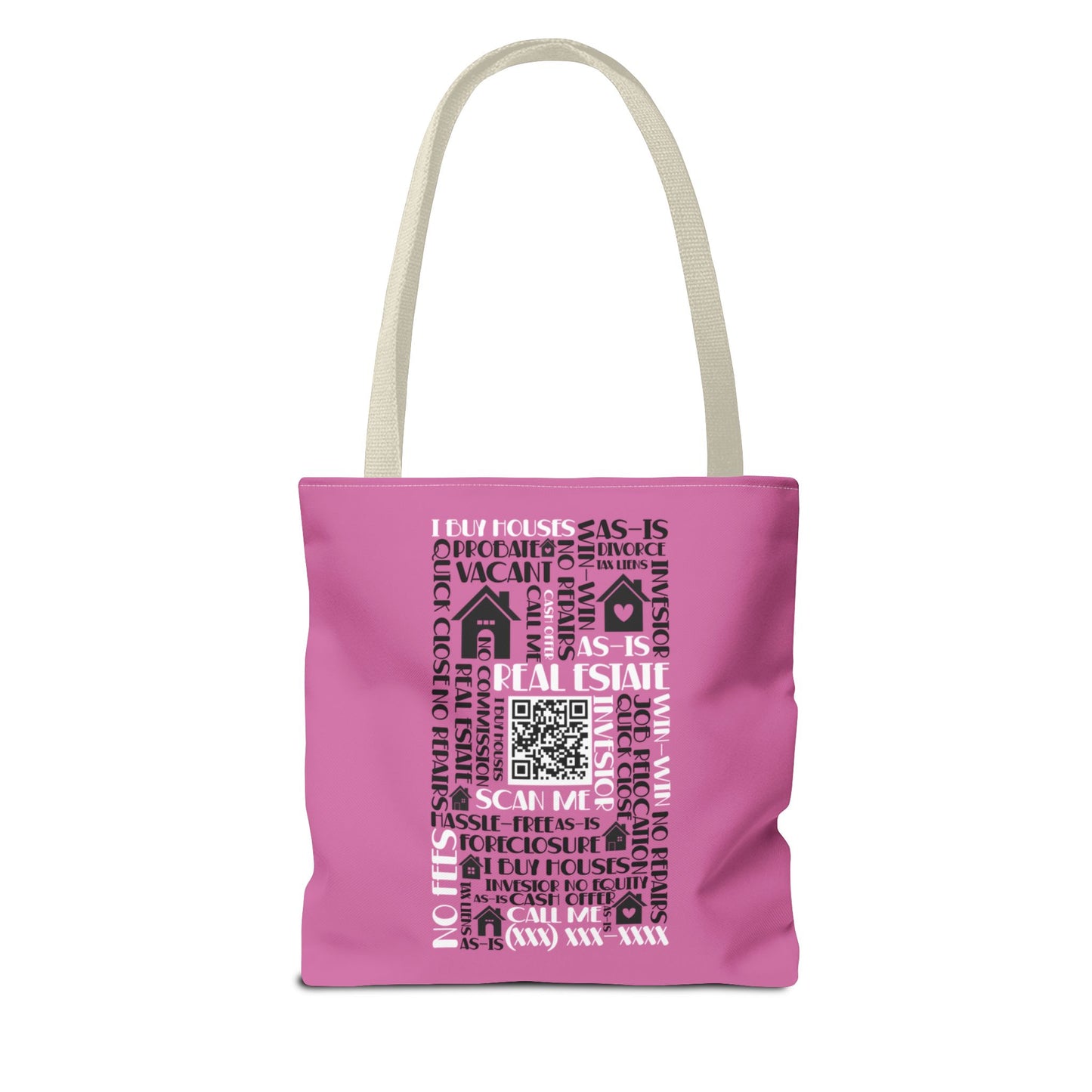 Local House Dealer Real Estate Investor Two-Sided Pink Tote Bag with Custom Phone Number