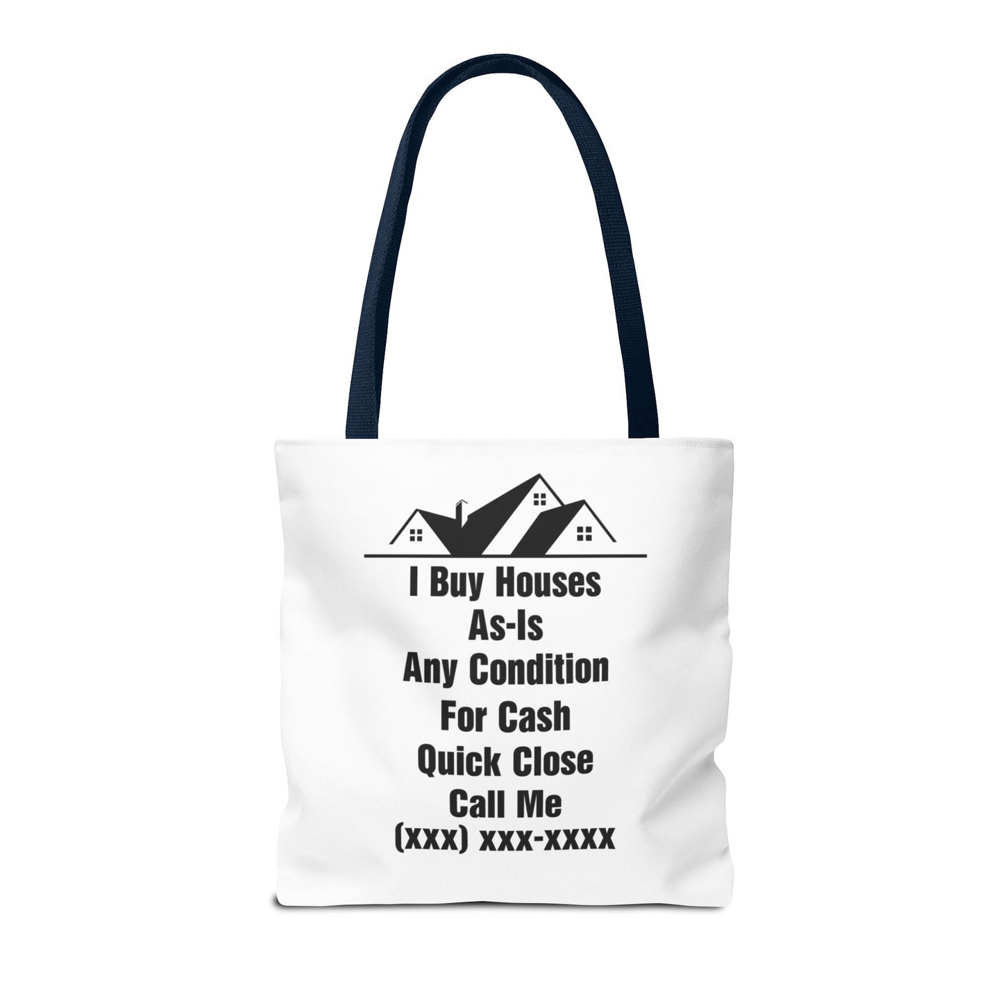 Warning I'm Known to Spontaneously Talk About Real Estate Investing Real Estate Investor Two-Sided White Tote Bag with Custom Phone Number