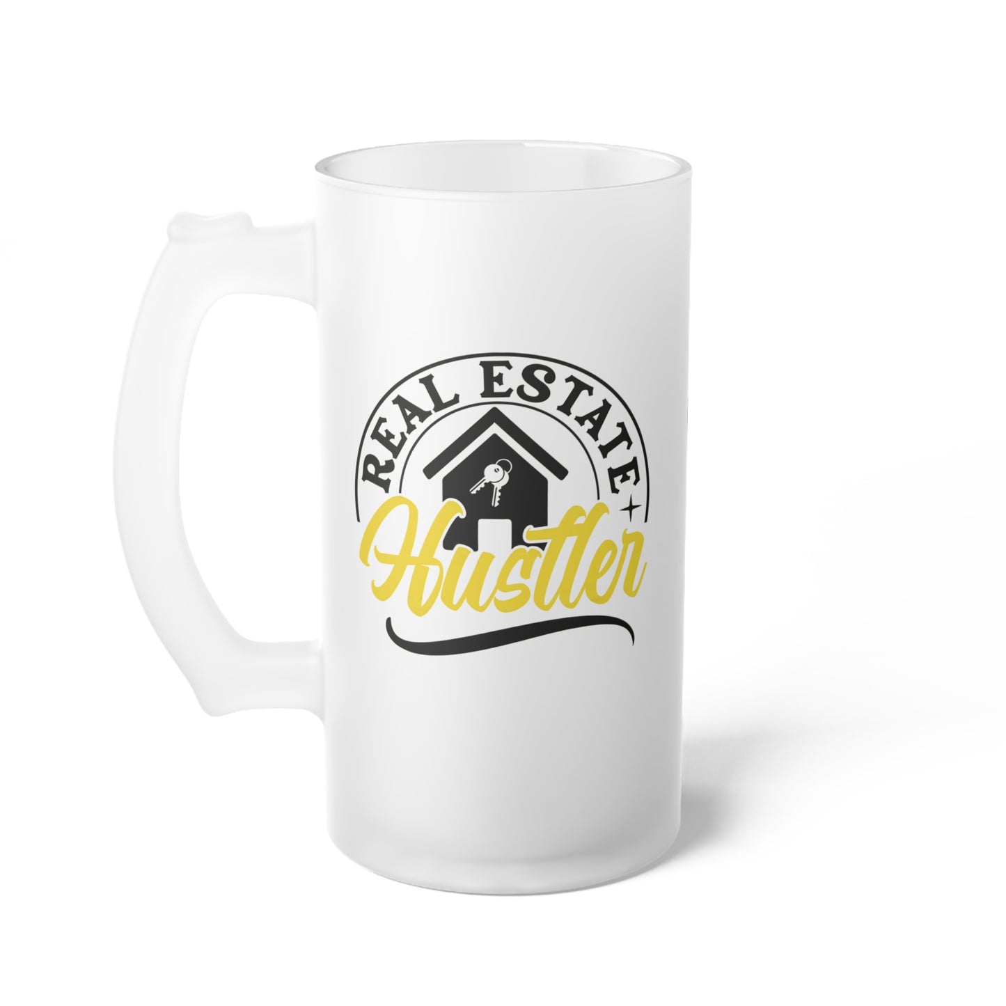 Real Estate Hustler Frosted Glass Mug Real Estate Investor, House Flipper, Gift of Appreciation