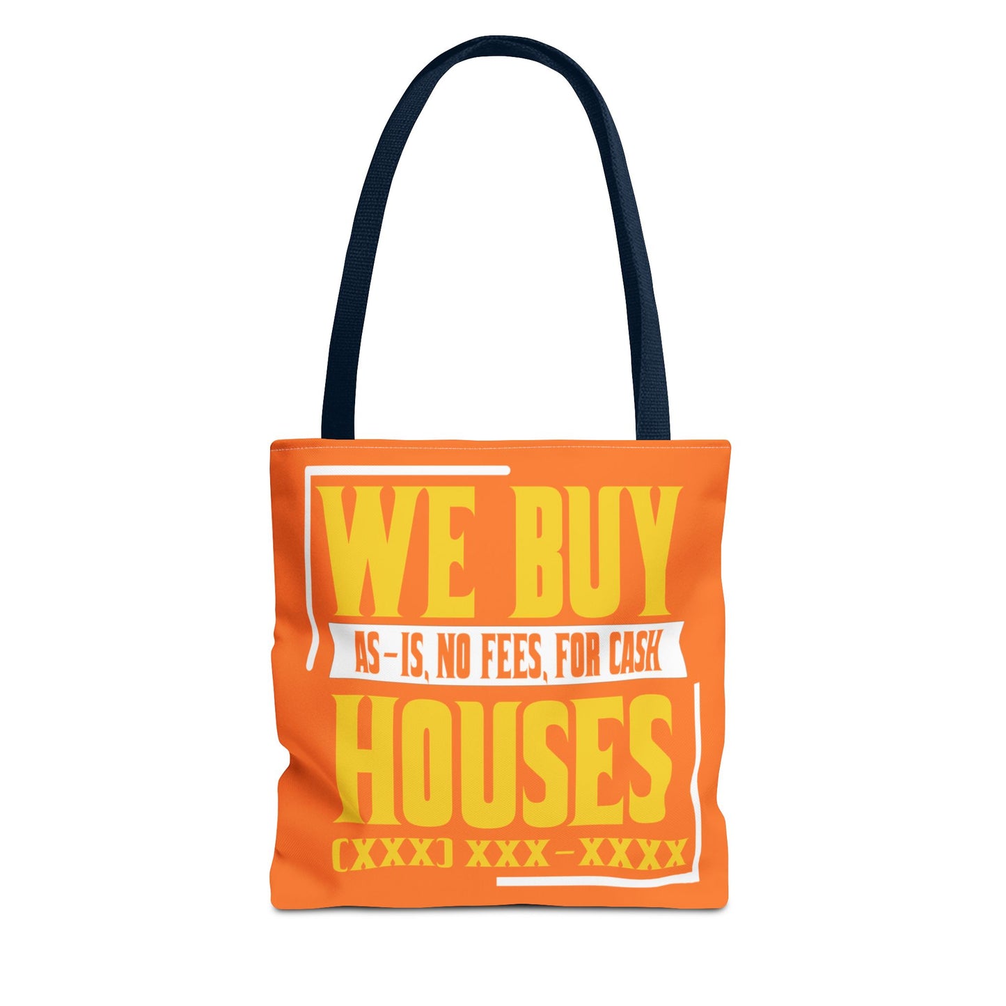 We Buy Houses As-Is, No Fees, For Cash Customized White and Yellow Tote Bag for Real Estate Investors