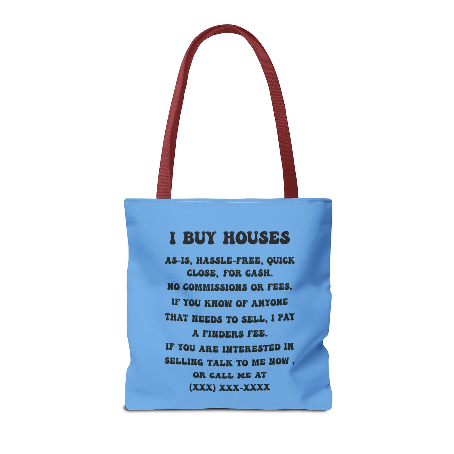 Boo_Jee Real Estate Investor Halloween Two-Sided Blue Tote Bag with Custom Phone Number