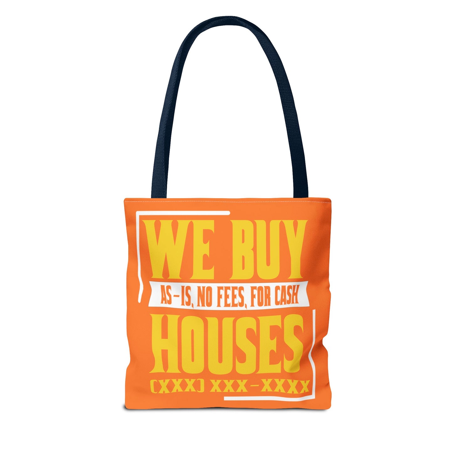 We Buy Houses As-Is, No Fees, For Cash Customized White and Yellow Tote Bag for Real Estate Investors