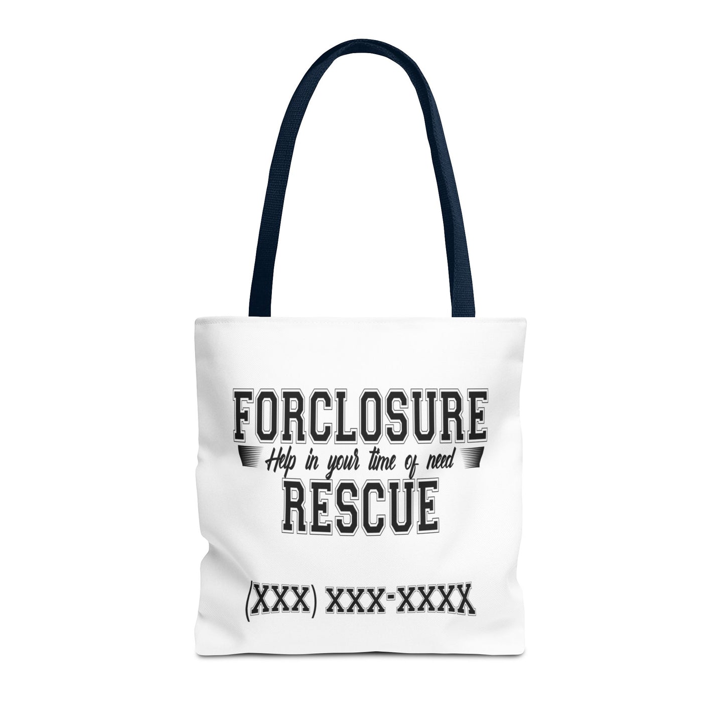 Foreclosure Rescue Real Estate Investor Two-Sided White Tote Bag with Custom Phone Number