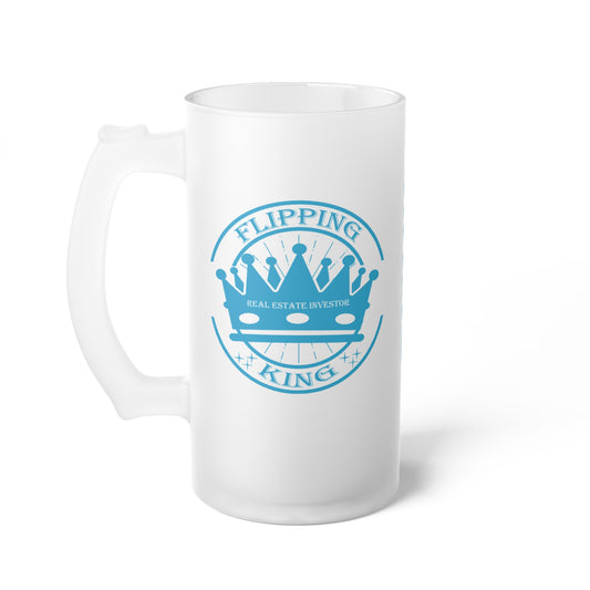 Flipping King Frosted Glass Beer Mug Real Estate Investor, House Flipper, Gift of Appreciation