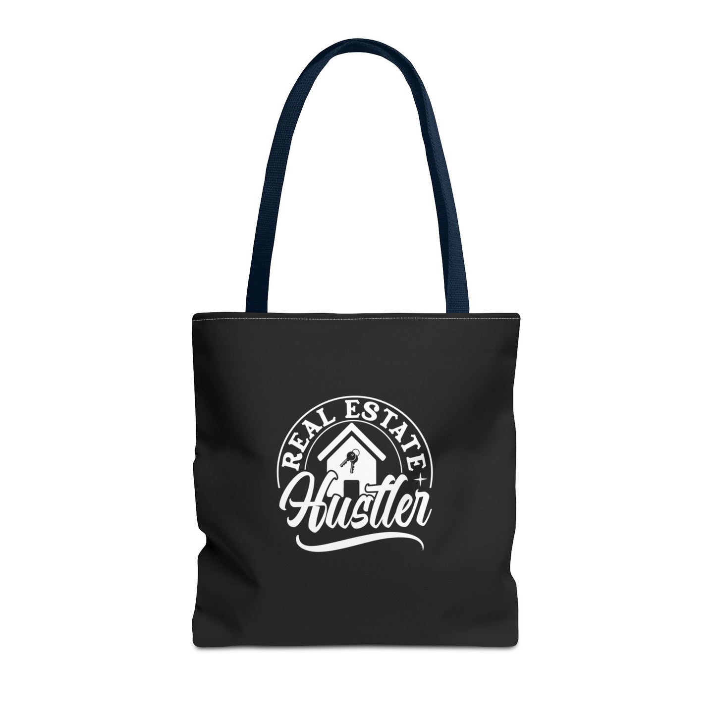 Real Estate Hustler Real Estate Investor Two-Sided Black Tote Bag with Custom Phone Number