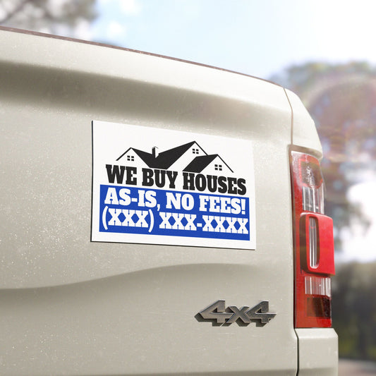 We Buy Houses As-Is, No Fees Real Estate Investor and Wholesaler Black and Blue Car Magnets for Hot Leads