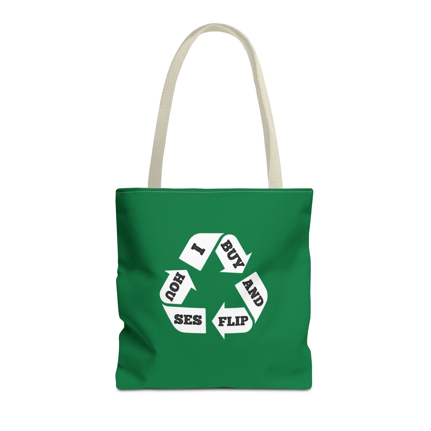 I Buy and Flip Houses to Buy Real Estate Investor Two-Sided Dark Green Tote Bag with Custom Phone Number