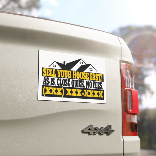 Sell Your House Fast Real Estate Investor and Wholesaler Black and Yellow Car Magnets for Hot Leads