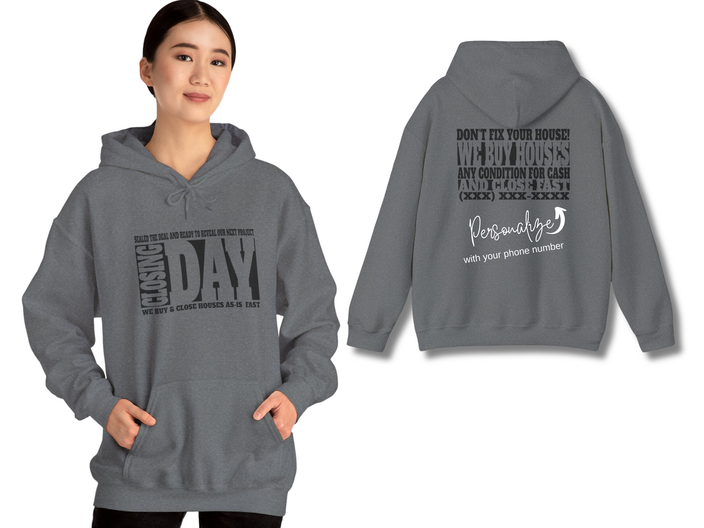 Closing Day Sealed the Deal and Ready to Reveal Our Next Project Unisex Heavy Blend™ Hooded Sweatshirt for Real Estate Investors, House Flippers and Wholesalers