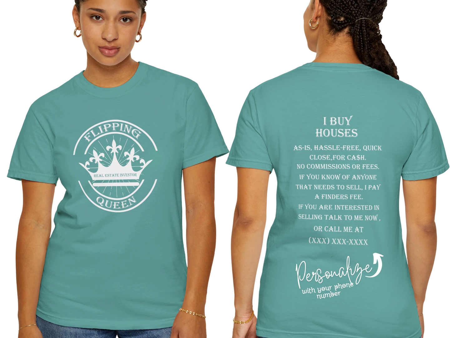 Flipping Queen Real Estate Investor Unisex Garment-Dyed T-shirt for Flippers and Wholesalers