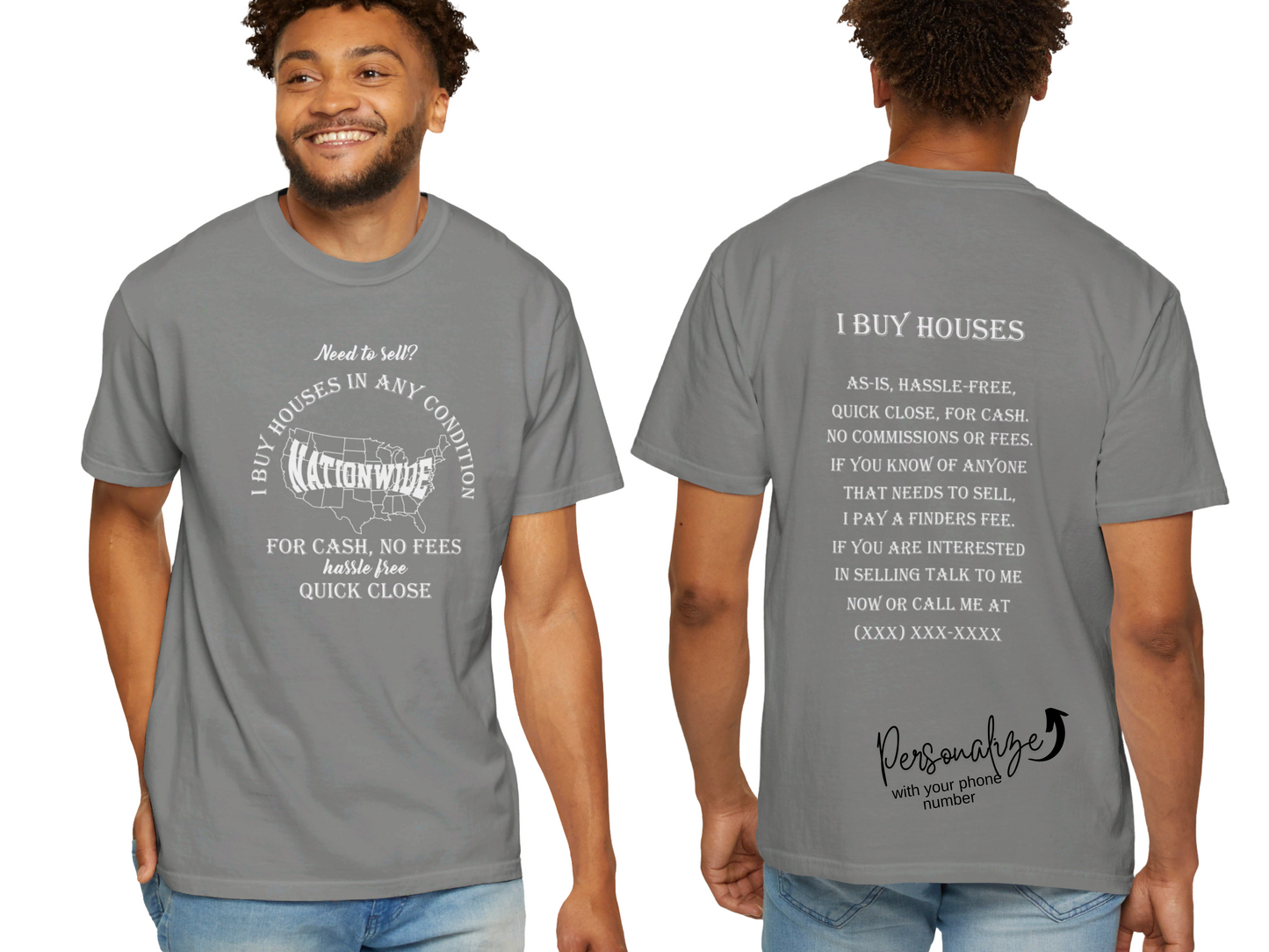 I Buy Houses Nationwide Real Estate Investor Unisex Garment-Dyed T-shirt for Wholesalers