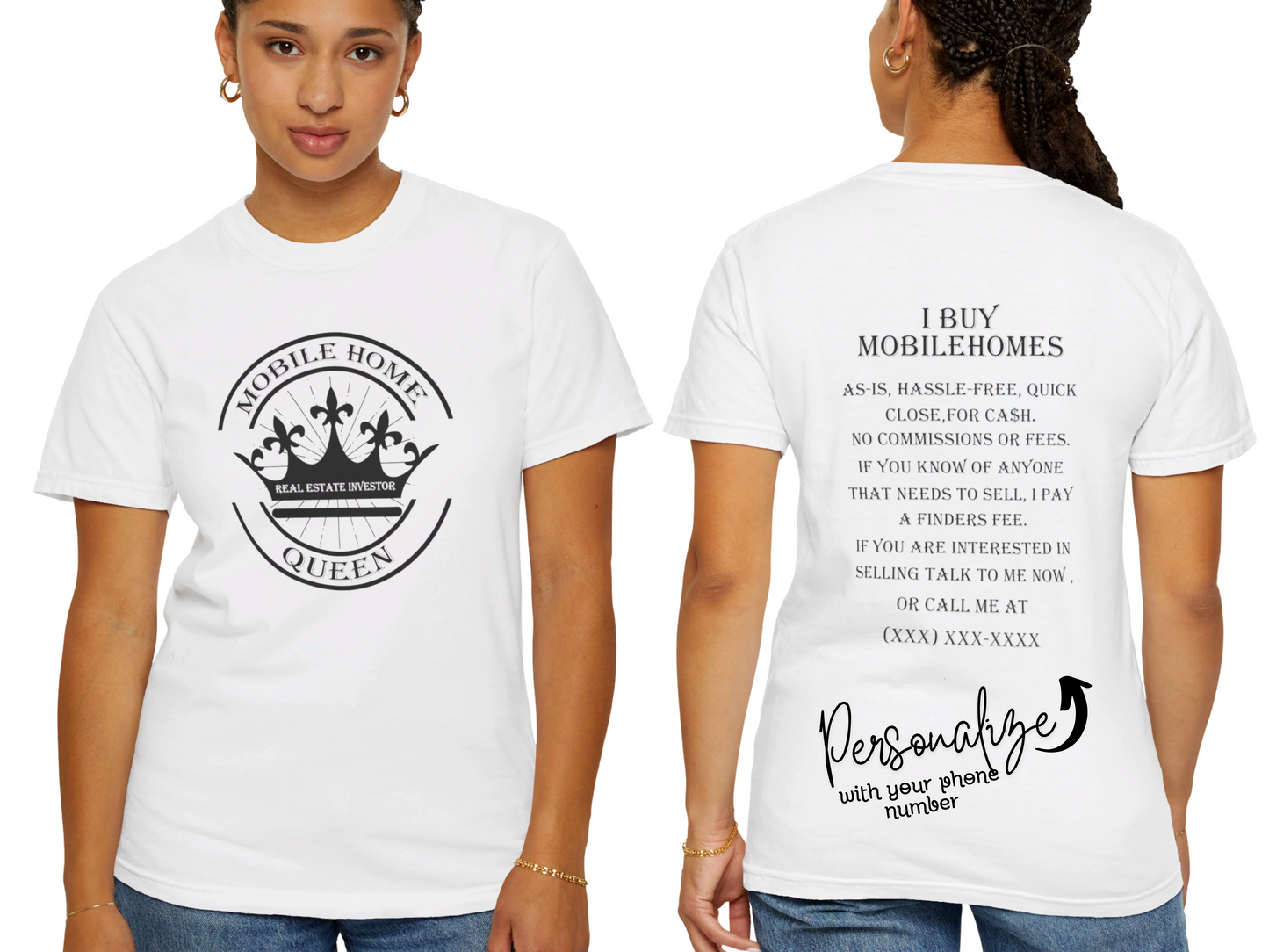 Mobile Home Queen Real Estate Investor Unisex Garment-Dyed T-shirt for Flippers and Wholesalers