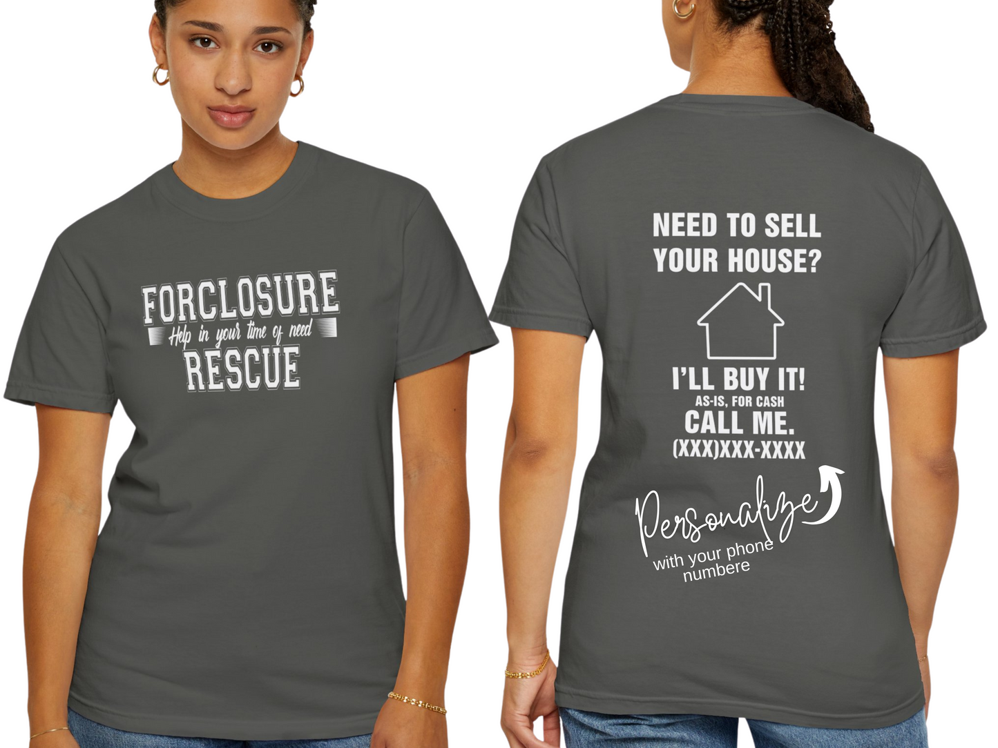 Foreclosure Rescue Help in Your time of Need Real Estate Investor Unisex Garment-Dyed T-shirt